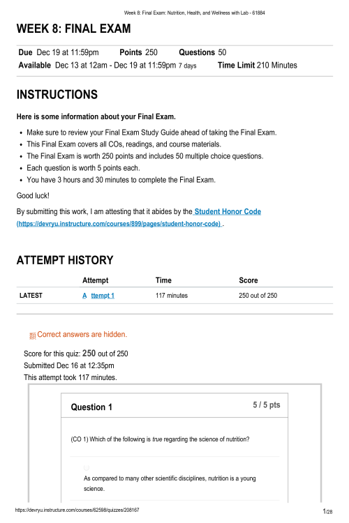 SCI 228 Week 8 Final Exam